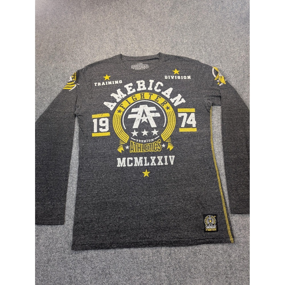 American Fighter‎ Affliction Shirt Mens XL Gray Graphic Long Sleeve Made USA